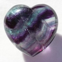 Carved Crystal PUFF HEART Fluorite 40mm