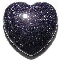 Carved Crystal PUFF HEART Goldstone Blue 30mm