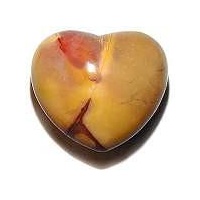 Carved Crystal PUFF HEART Mookaite 45mm