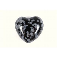 Carved Crystal PUFF HEART Snowflake Obsidian 50mm
