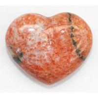 Carved Crystal PUFF HEART Sunstone 30mm