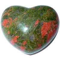 Carved Crystal PUFF HEART Unakite 45mm