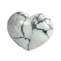 Carved Crystal PUFF HEART White Howlite 30mm