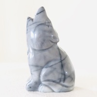 Carved Crystal Wolf PICASSO STONE 40mm