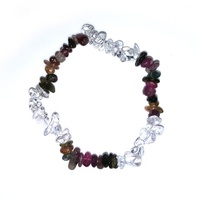 Crystal Chip Bracelet CLEAR QUARTZ & MULTI-COLOURED TOURMALINE