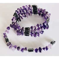 Crystal Chip Magnetic Wrap Bracelet AMETHYST 90cm