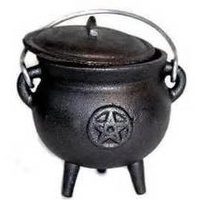 Cauldron w Lid Cast Iron PENTAGRAM Medium 10cm