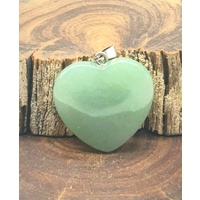 Carved Crystal Pendant Heart AVENTURINE GREEN 20mm