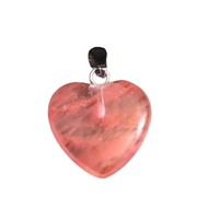 Carved Crystal Pendant Heart STRAWBERRY OBSIDIAN 20mm