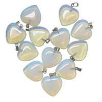 Carved Crystal Pendant HEART OPALITE 20mm