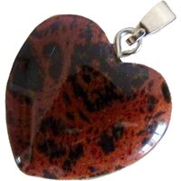 Carved Crystal Pendant Heart MAHOGANY OBSIDIAN 20mm