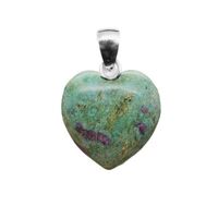 Carved Crystal Pendant Heart RUBY ZOISITE 20mm