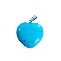 Carved Crystal Pendant Heart BLUE HOWLITE 20mm