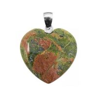 Carved Crystal Pendant Heart UNAKITE 20mm