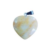 Carved Crystal Pendant Heart AVENTURINE YELLOW 25mm