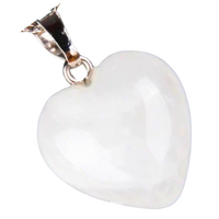 Carved Crystal Pendant PUFF Heart CLEAR QUARTZ 30mm