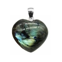 Carved Crystal Pendant PUFF Heart LABRADORITE 30mm