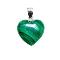 Carved Crystal Pendant Heart MALACHITE 30mm