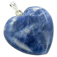 Carved Crystal Pendant Heart SODALITE 25mm