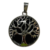 Carved Crystal Pendant Tree of Life BLACK ONYX