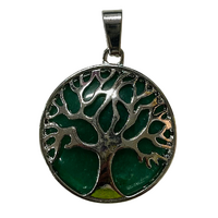 Carved Crystal Pendant Tree of Life GREEN AVENTURINE