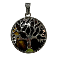 Carved Crystal Pendant Tree of Life TIGER EYE