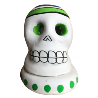Cone Holder Clay Painted Skull White with HECATES WHEEL