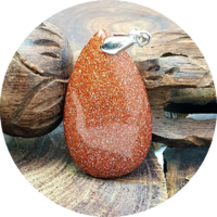 Crystal Pendant Tear Drop GOLDSTONE BROWN (Clasp inc)