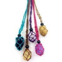 Gem Holder MACRAME BEADED Purple 