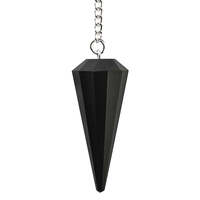 Gemstone Pendulum BLACK OBSIDIAN With Chain and Bead
