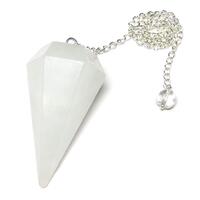 Gemstone Pendulum WHITE QUARTZ with Chain and Bead