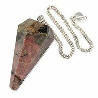 Gemstone Pendulum RHODONITE with Bead and Chain