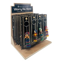 Guatemalan Worry Doll 36pc KEY RING Display Stand