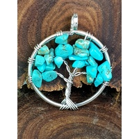 Handmade Pendant Tree of Life BLUE HOWLITE 3cm