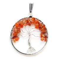 Handmade Pendant Tree of Life CARNELIAN 35mm