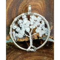 Handmade Pendant Tree of Life CLEAR QUARTZ 30mm