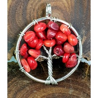 Handmade Pendant Tree of Life RED CORAL 3cm
