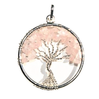 Handmade Pendant Tree of Life ROSE QUARTZ 30mm-35mm