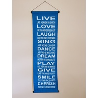 Hanging Wall Banner LIVE LOVE LAUGH Blue