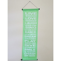 Hanging Wall Banner LIVE LOVE LAUGH Green