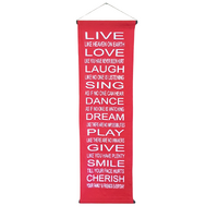 Hanging Wall Banner LIVE LOVE LAUGH Red