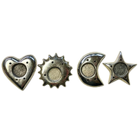 Incense Stick & Cone Holder ALUMINIUM HEART SUN MOON STAR Pack of 4 5cm