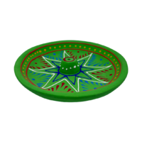 Incense Holder Clay Hand Painted Embossed Plate GREEN