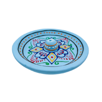 Incense Holder Clay Hand-Painted Embossed Plate TURQUOISE