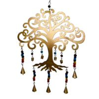 Iron Wind Chime TREE OF LIFE 7 CHAKRA with Glass Beads