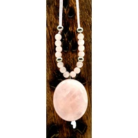 Pebble Necklace ROSE QUARTZ No Diamante