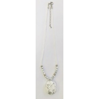 Pebble Necklace WHITE HOWLITE with Diamante