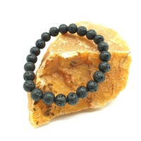 Crystal Bead Bracelet LAVA STONE BLACK 10mm