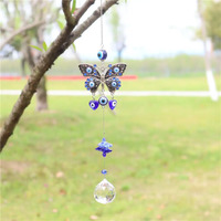 Sun Catcher EYE EVIL SILVER Butterfly Crystal Glass