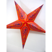 Star Hanging Lantern ORANGE BLUE PAISLEY